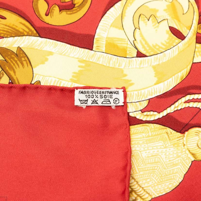 Hermès Le Mors A La Conetable Silk Scarf 90 Red Very good condition - Inside View
