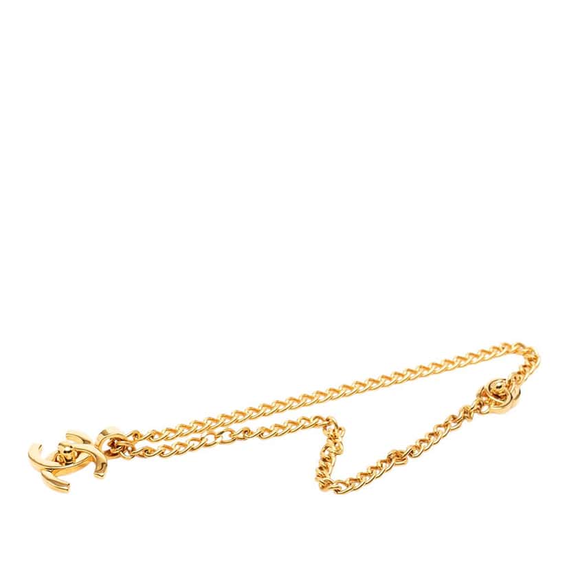 Chanel CC Gold Plated Turn Lock Pendant Necklace Gold Metal Very good condition - Front View
