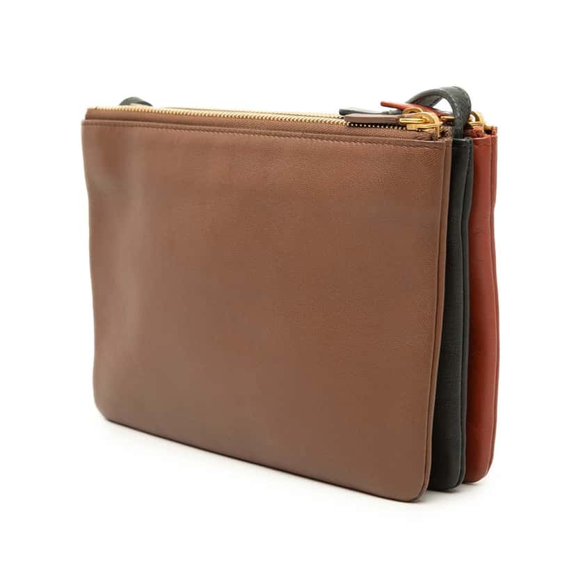 Celine Small Tricolor Lambskin Trio Crossbody Orange Leather Very good condition - Back View