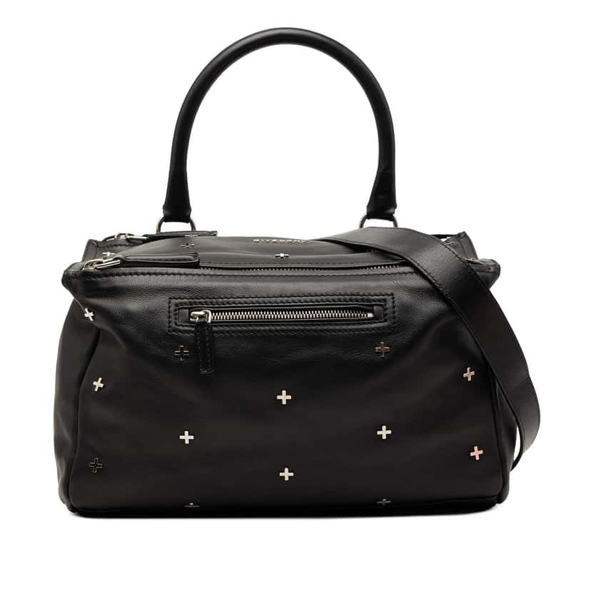 Givenchy Medium Calfskin Cross Studded Pandora Satchel Black Leather Very good condition - Front View