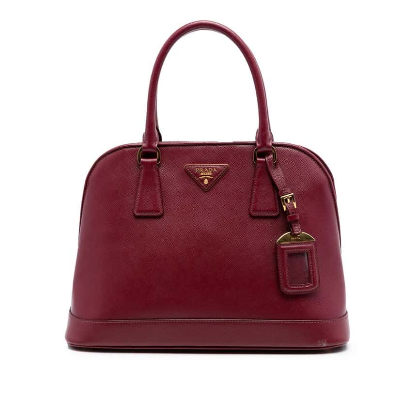 Prada Medium Saffiano Lux Open Promenade Satchel Red Leather Very good condition - Front View