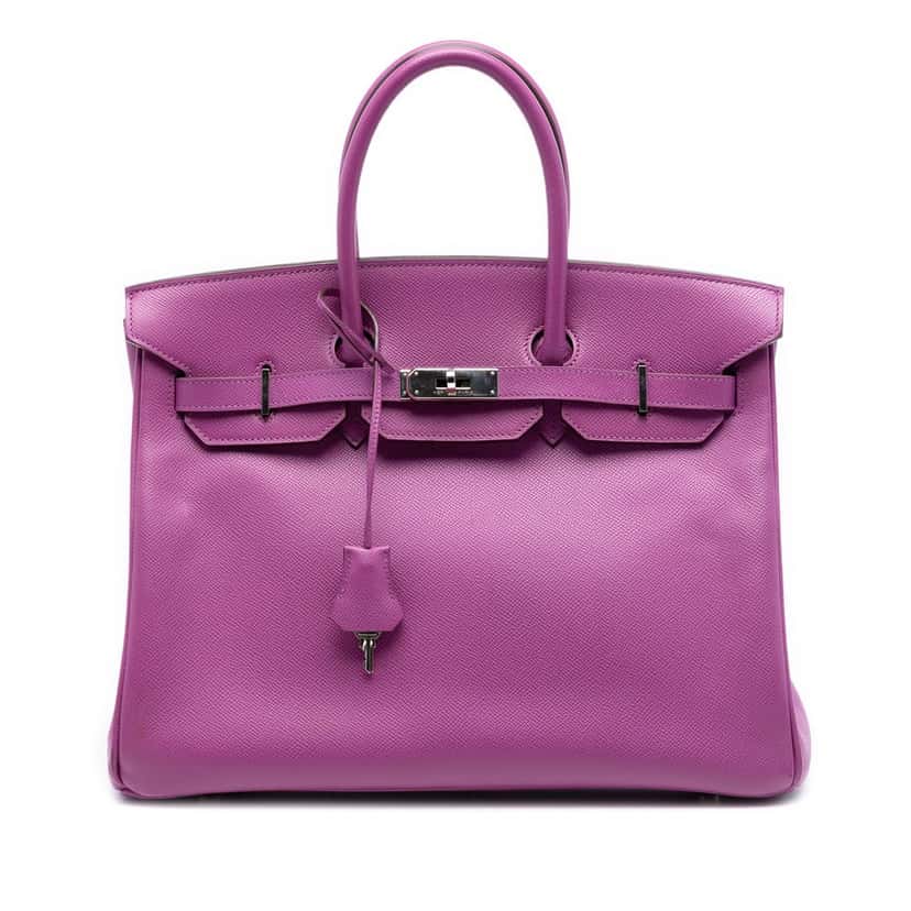 Hermès Epsom Birkin Retourne 35 Purple Leather Very good condition - Front View