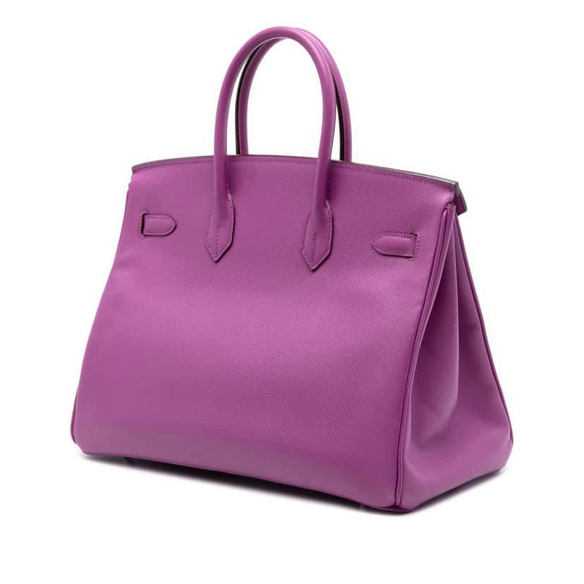 Hermès Epsom Birkin Retourne 35 Purple Leather Very good condition - Back View