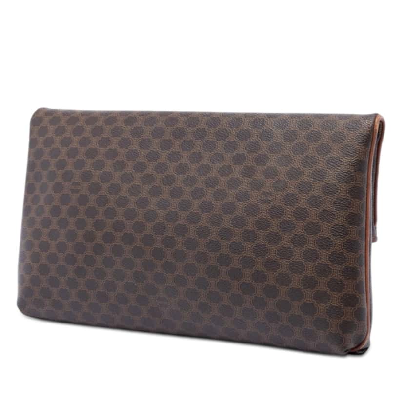Celine Macadam Coated Canvas Clutch Brown Very good condition - Back View