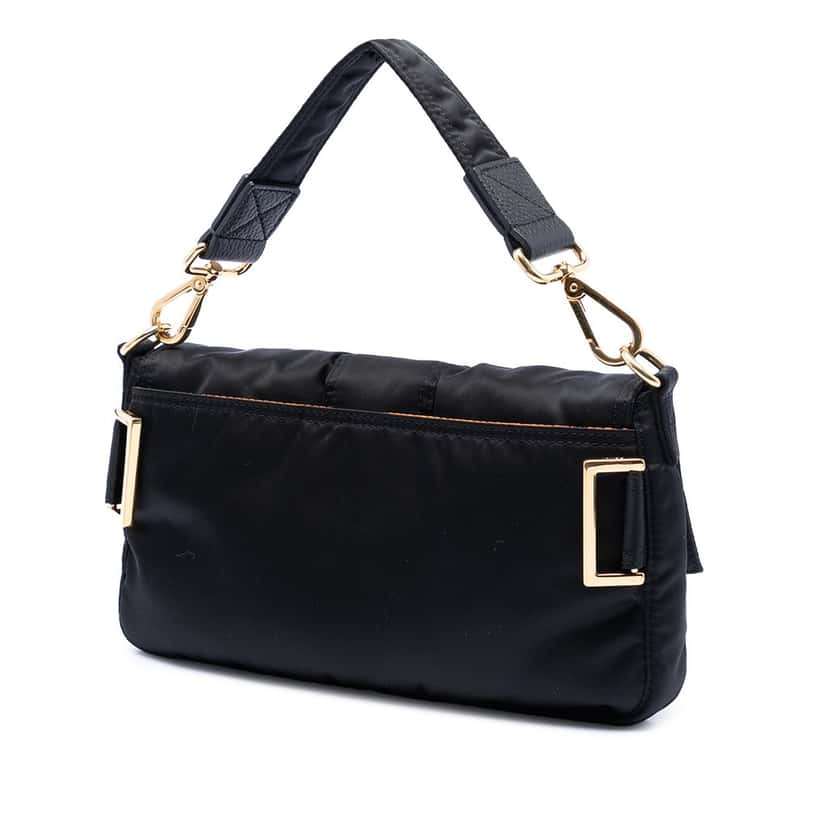 Fendi Porter Yoshida Nylon Convertible Baguette Satchel Black Very good condition - Back View