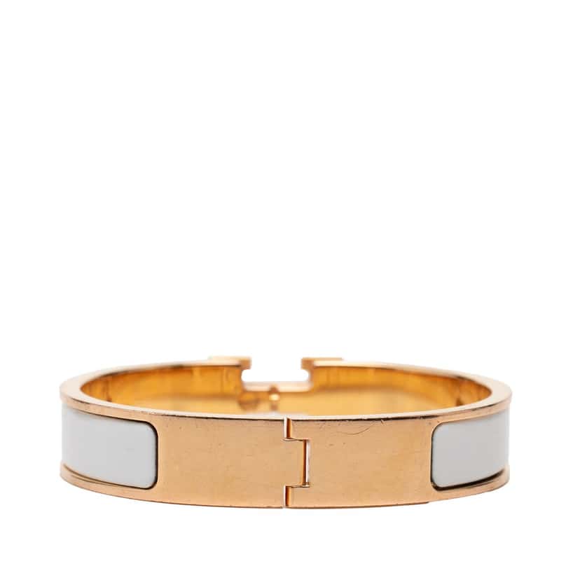 Hermès Narrow Enamel Clic H Bracelet PM White Very good condition - Inside View