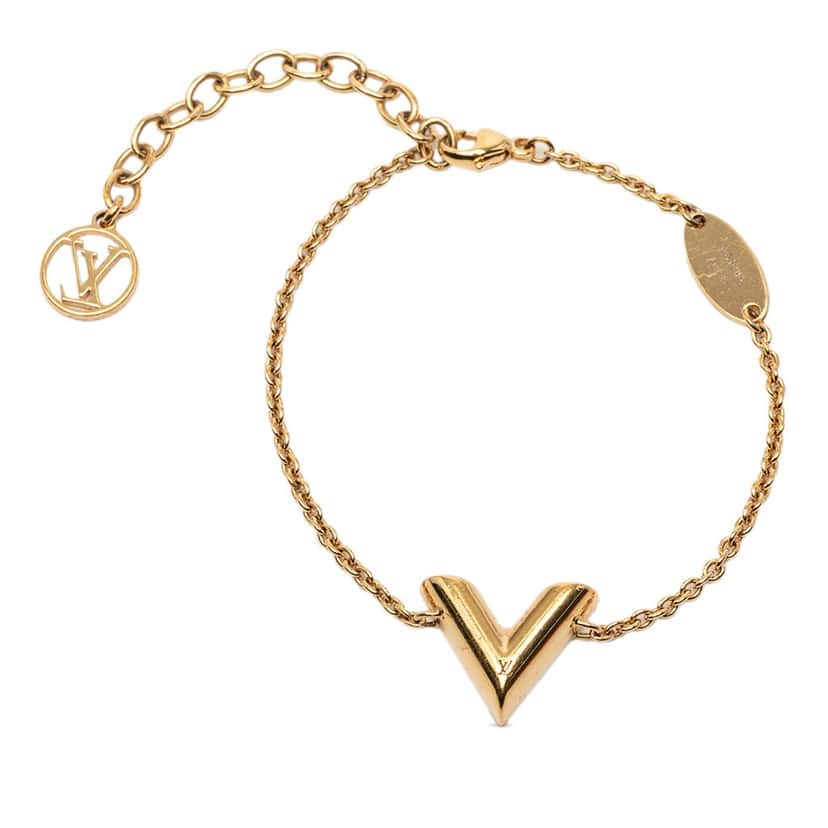 Louis Vuitton Gold Plated Essential V Bracelet Gold Metal Very good condition - Front View