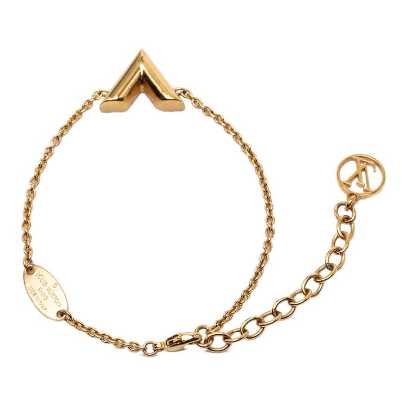 Louis Vuitton Gold Plated Essential V Bracelet Gold Metal Very good condition - Inside View