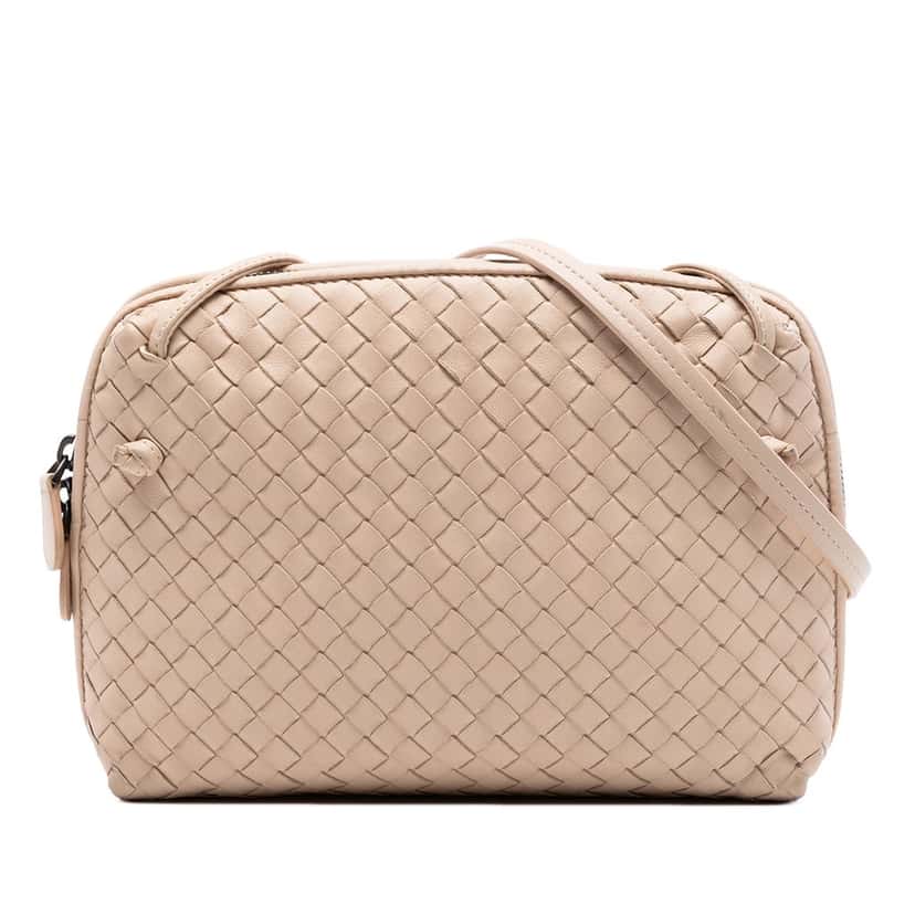 Bottega Veneta Nappa Intrecciato Nodini Crossbody Beige Leather Very good condition - Front View