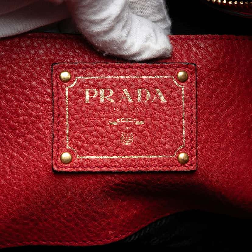 Prada Vitello Daino Open Convertible Tote Red Leather Very good condition - Box View