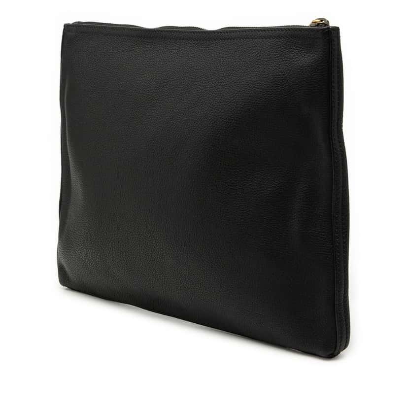 Gucci Medium Calfskin Logo Portfolio Clutch Black Leather Very good condition - Back View