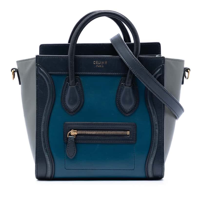 Celine Nano Tricolor Leather Luggage Tote Blue Leather Very good condition - Front View