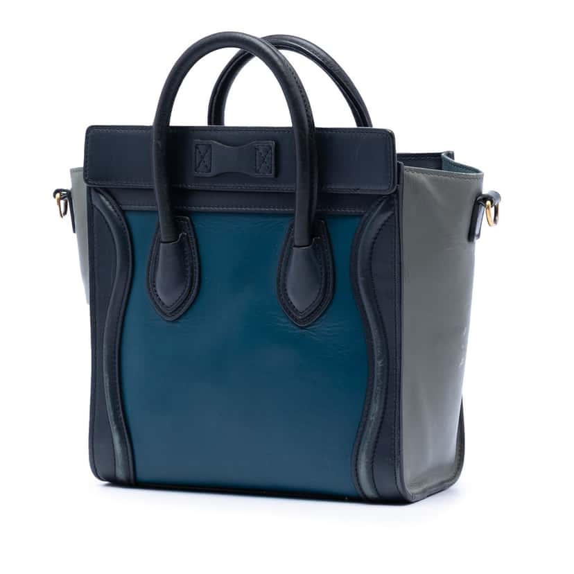 Celine Nano Tricolor Leather Luggage Tote Blue Leather Very good condition - Back View