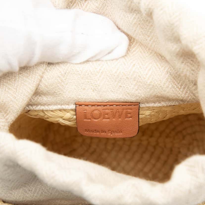 LOEWE Paulas Ibiza Raffia Anagram Square Pocket Bucket Bag Beige Very good condition - Box View