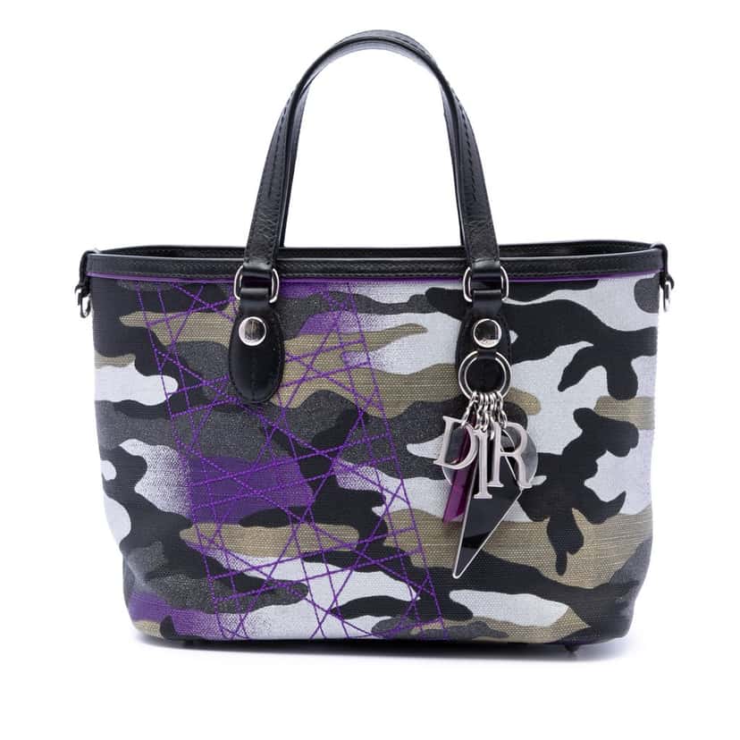 Dior Anselm Reyle Mini Canvas Camouflage Shopping Tote Purple Very good condition - Front View