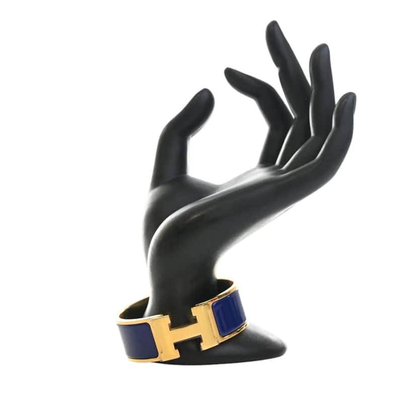 Hermès Wide Enamel Clic Clac H Bracelet PM Blue Very good condition - Front View
