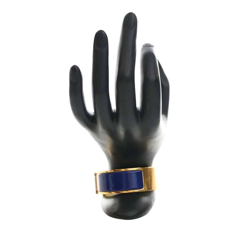 Hermès Wide Enamel Clic Clac H Bracelet PM Blue Very good condition - Back View
