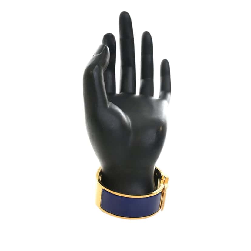 Hermès Wide Enamel Clic Clac H Bracelet PM Blue Very good condition - Inside View