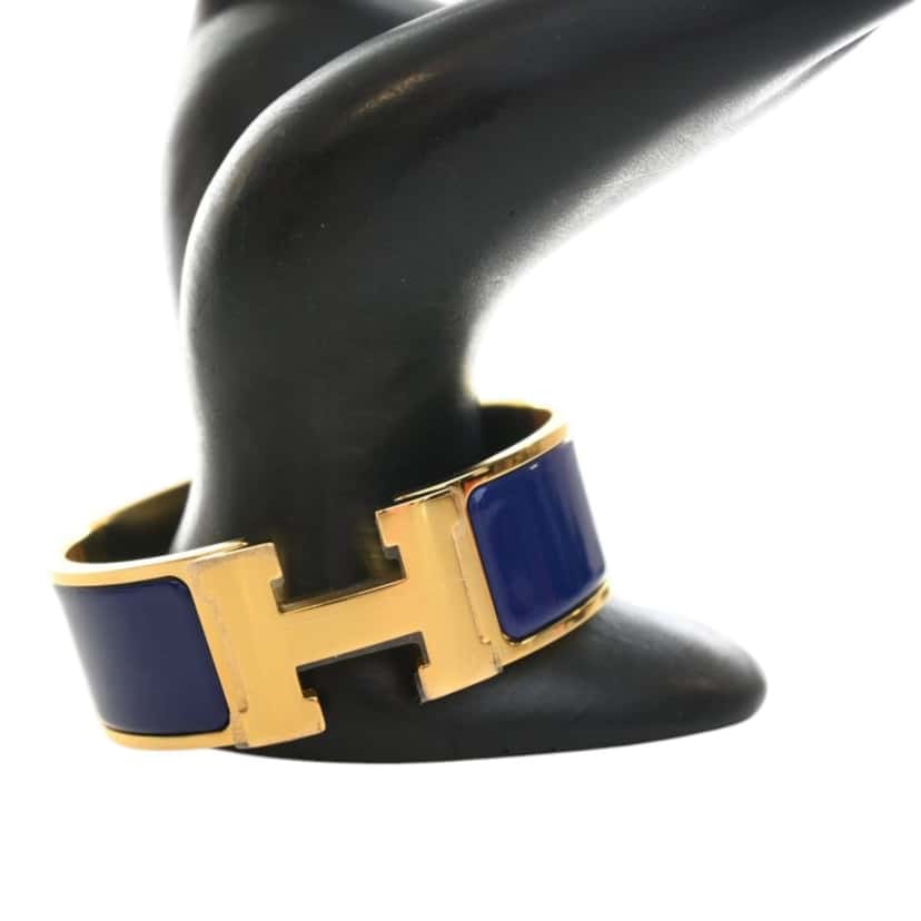 Hermès Wide Enamel Clic Clac H Bracelet PM Blue Very good condition - Box View