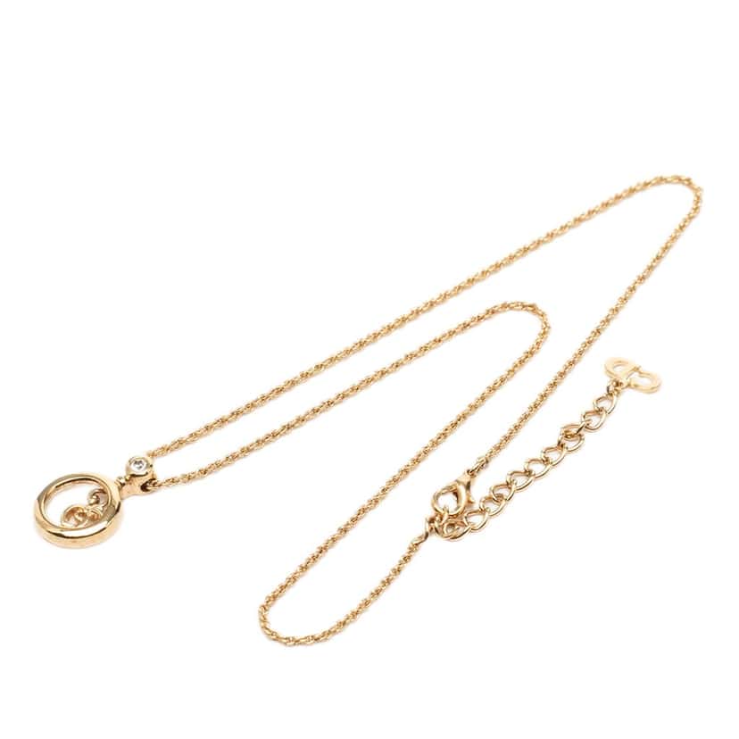 Dior Gold Plated CD Logo Strass Pendant Necklace Gold Metal Very good condition - Inside View