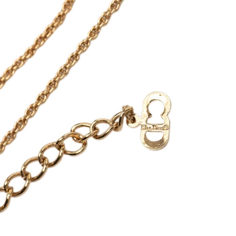Dior Gold Plated CD Logo Strass Pendant Necklace Gold Metal Very good condition - Model View