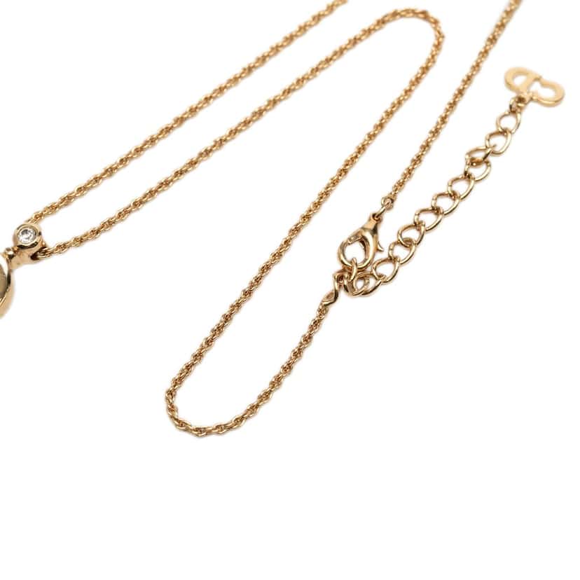 Dior Gold Plated CD Logo Strass Pendant Necklace Gold Metal Very good condition - Box View