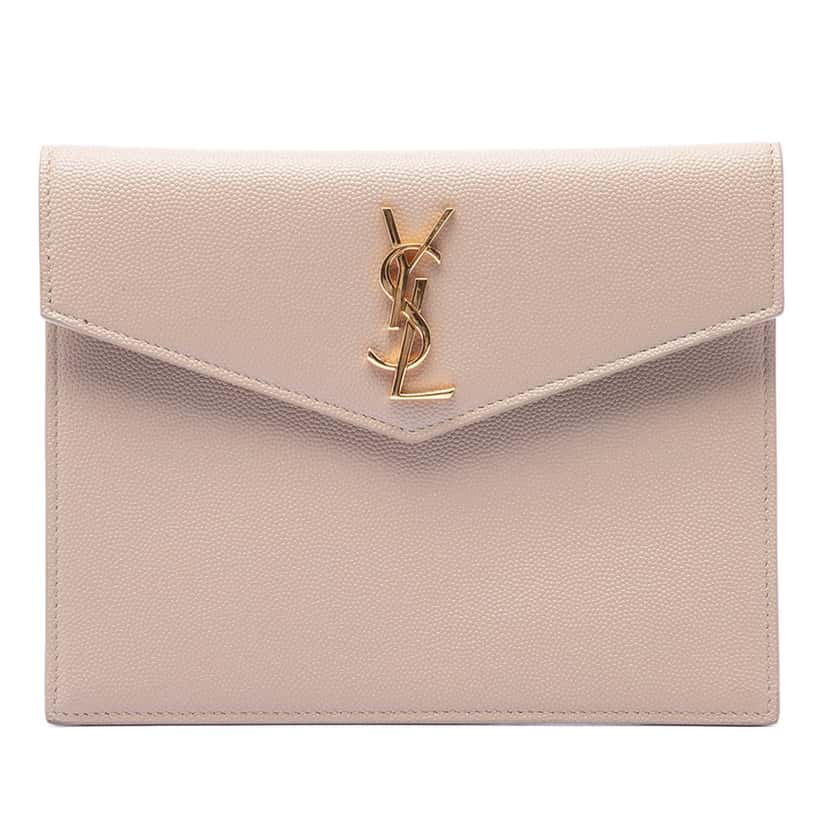 Saint Laurent Baby Grain De Poudre Uptown Pouch Beige Leather Very good condition - Front View