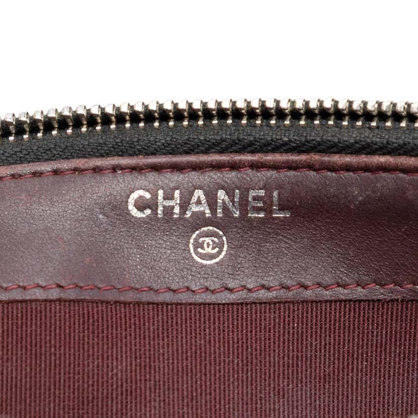 Chanel CC Quilted Lambskin Double Zip Clutch With Chain Black Leather Very good condition - Box View