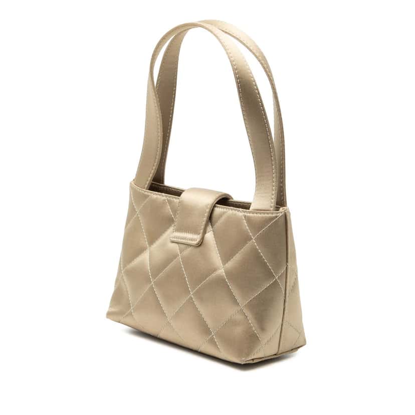 Chanel CC Quilted Satin Handbag Gold Very good condition - Back View