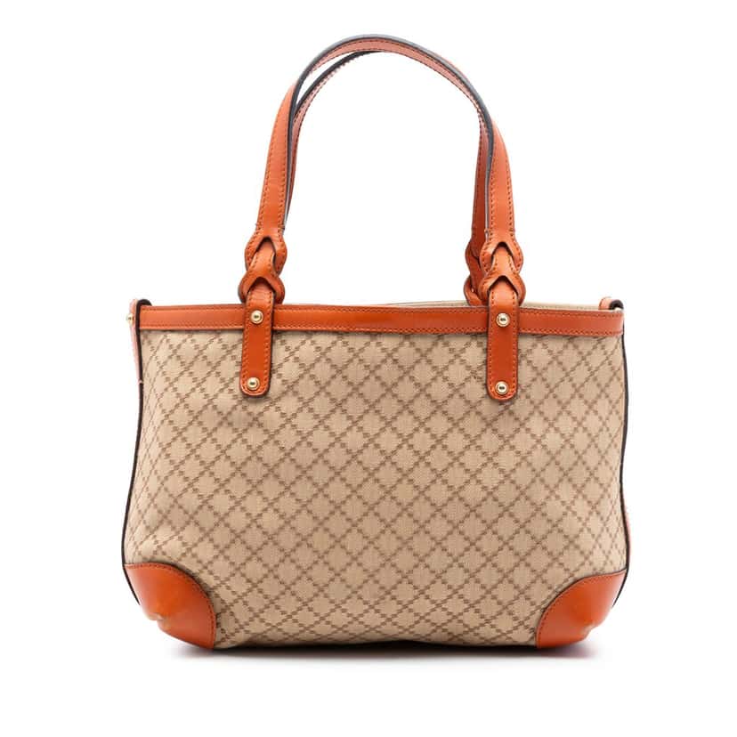 Gucci Small Diamante Canvas Craft Tote Beige Very good condition - Front View