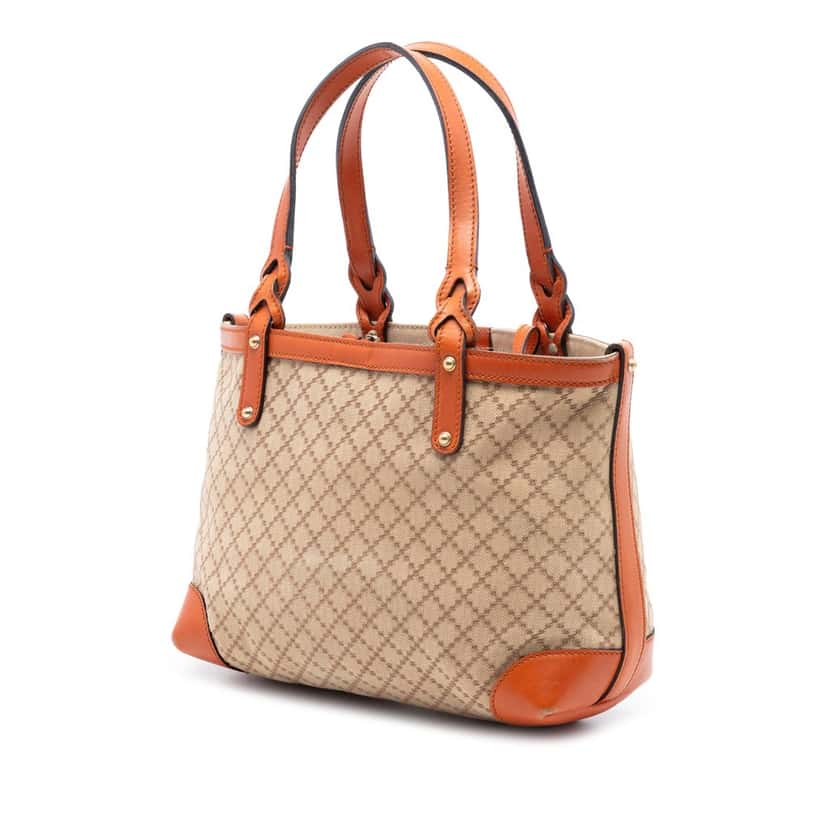 Gucci Small Diamante Canvas Craft Tote Beige Very good condition - Back View