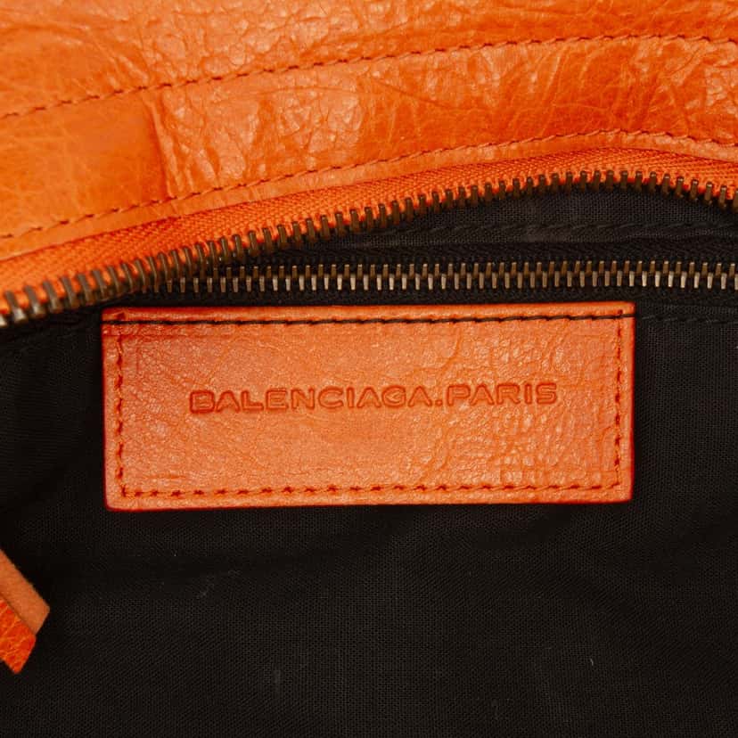 Balenciaga Lambskin Motocross Classic Part Time Satchel Orange Leather Good condition - Box View