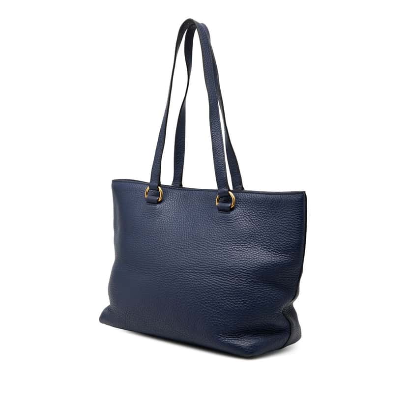 Prada Vitello Daino Canapa Logo Tote Blue Leather Very good condition - Back View