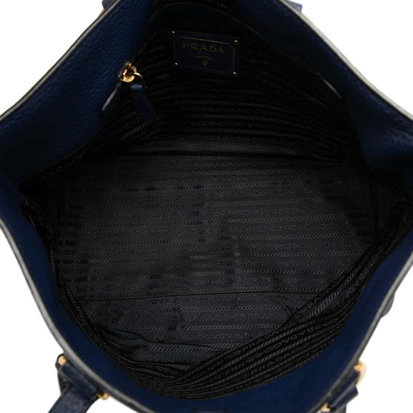 Prada Vitello Daino Canapa Logo Tote Blue Leather Very good condition - Model View