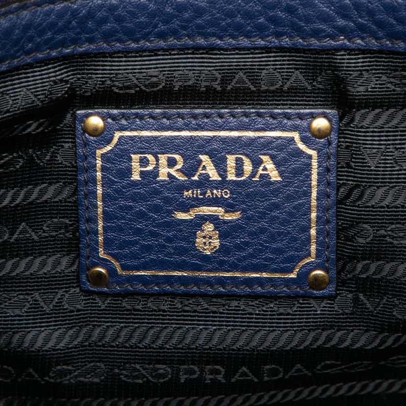Prada Vitello Daino Canapa Logo Tote Blue Leather Very good condition - Box View