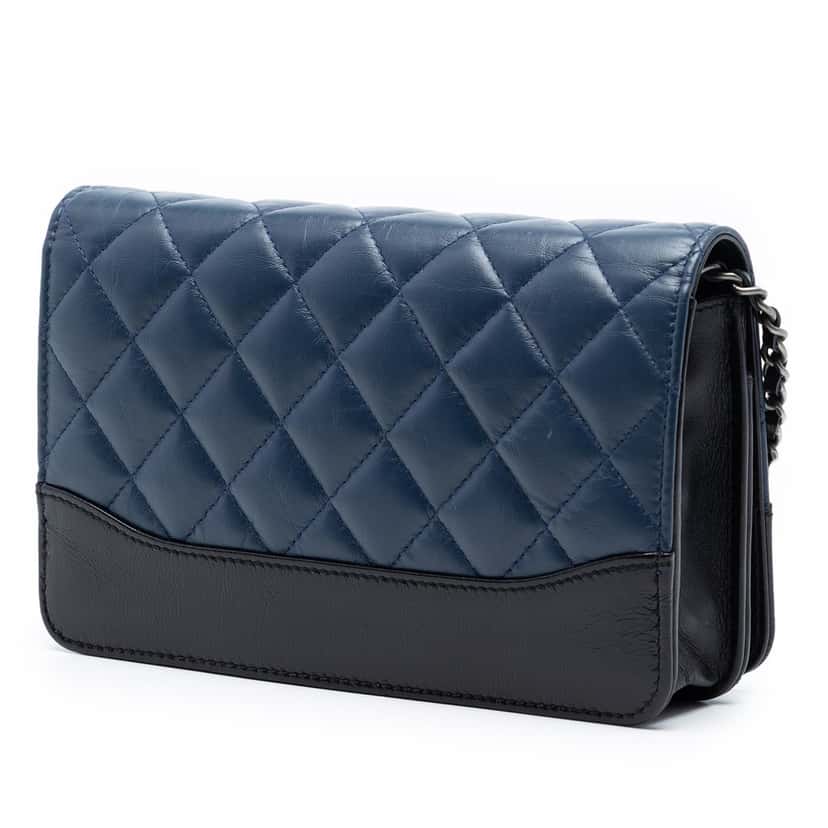 Chanel Quilted Aged Calfskin Gabrielle Wallet On Chain Blue Leather Never worn, with tag - Back View