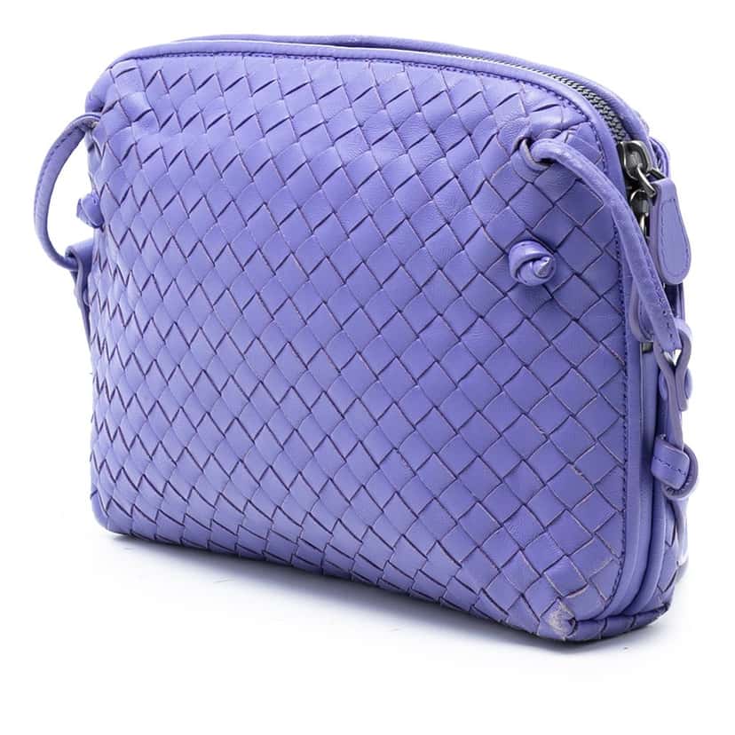 Bottega Veneta Nappa Intrecciato Nodini Crossbody Purple Leather Very good condition - Back View