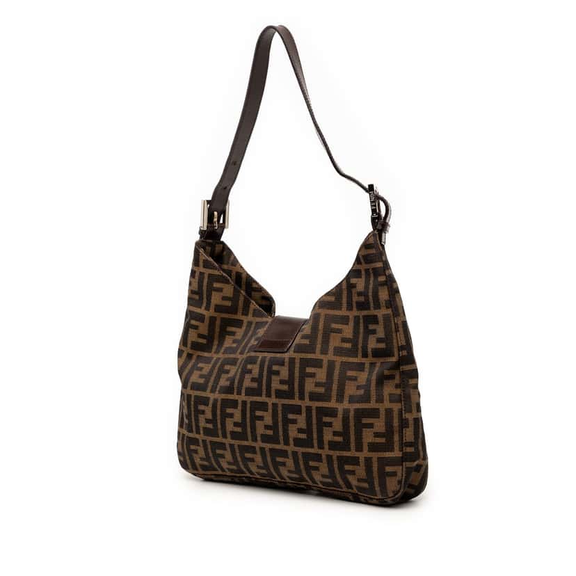 Fendi Zucca Canvas Shoulder Bag Brown Very good condition - Back View