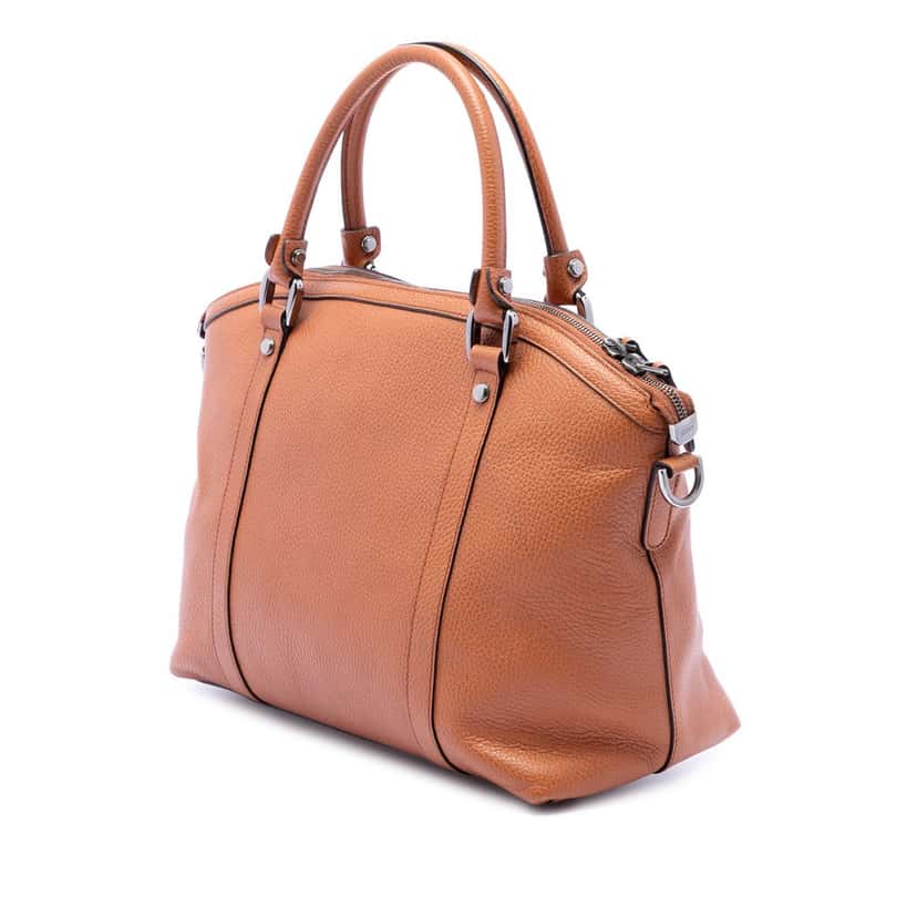 Gucci Medium Calfskin GG Charm Dome Satchel Brown Leather Very good condition - Back View