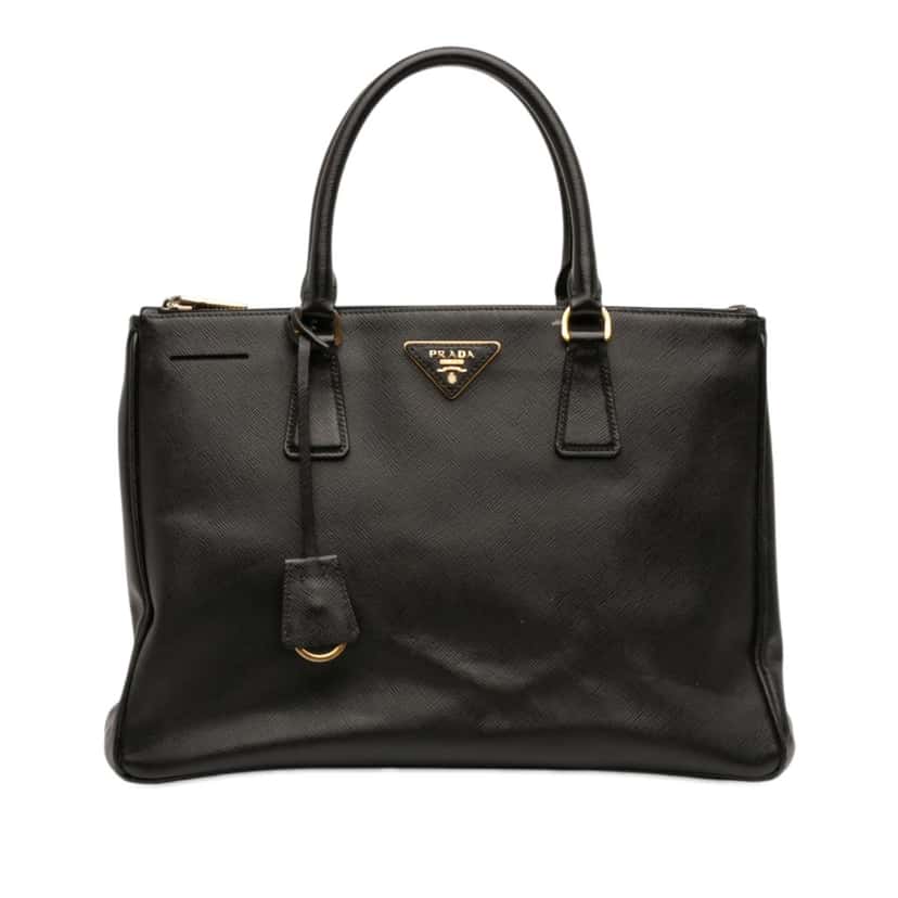 Prada Medium Saffiano Lux Galleria Double Zip Satchel Black Leather Very good condition - Front View