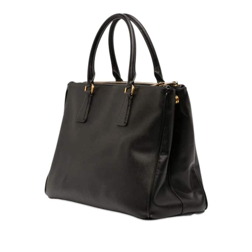 Prada Medium Saffiano Lux Galleria Double Zip Satchel Black Leather Very good condition - Back View