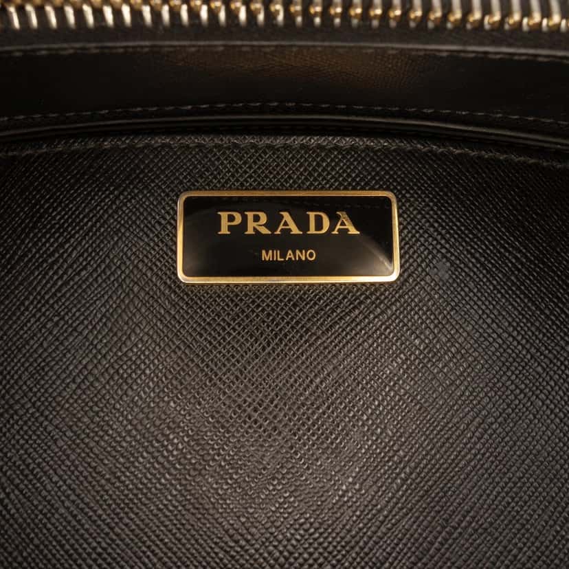 Prada Medium Saffiano Lux Galleria Double Zip Satchel Black Leather Very good condition - Box View