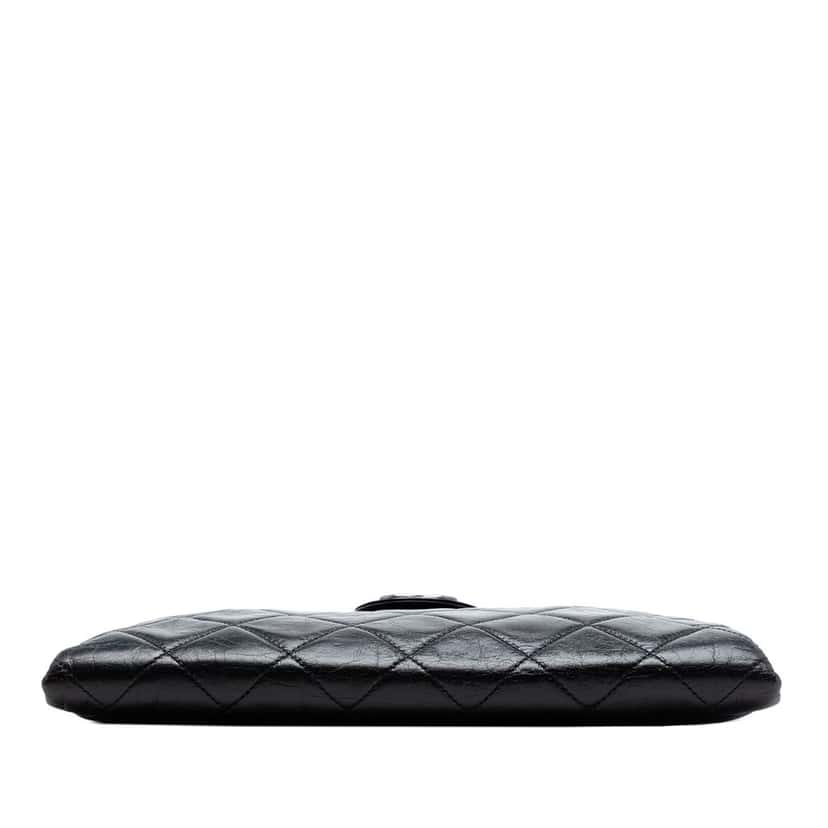 Chanel Quilted Glazed Calfskin Coco Pleats Chain Clutch Black Leather Very good condition - Inside View