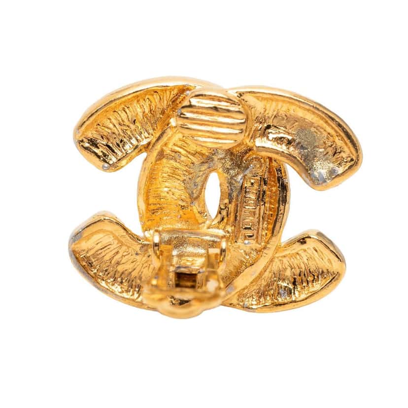 Chanel CC Quilted Gold Plated Clip On Earrings Gold Metal Very good condition - Inside View