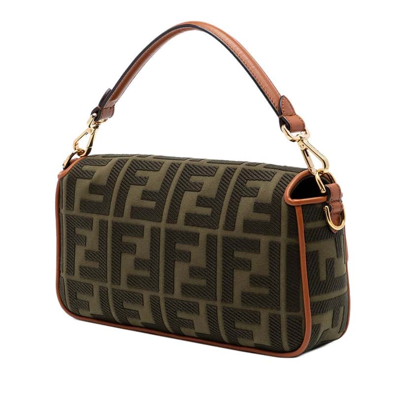 Fendi Zucca Embroidered Canvas Baguette Satchel Brown Very good condition - Back View