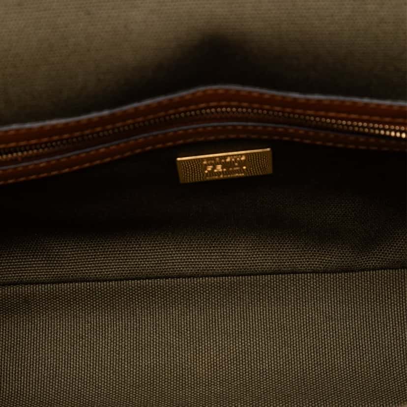 Fendi Zucca Embroidered Canvas Baguette Satchel Brown Very good condition - Model View