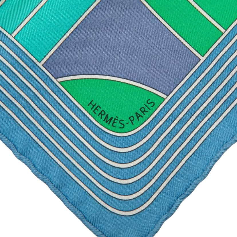 Hermès Sport Pocket Square Silk Handkerchief Blue Never worn - Model View