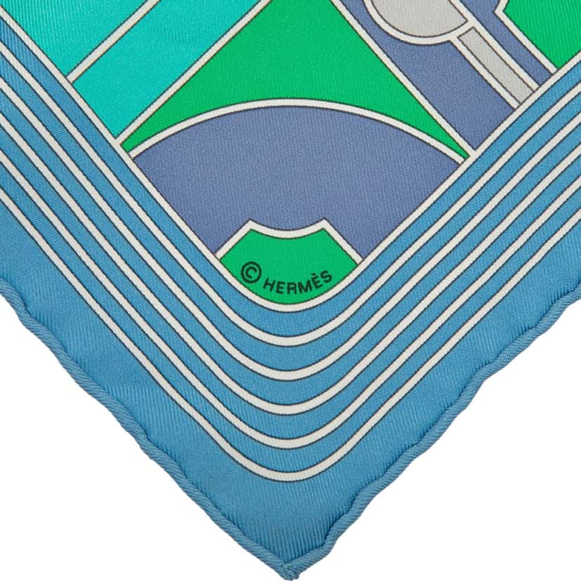 Hermès Sport Pocket Square Silk Handkerchief Blue Never worn - Box View