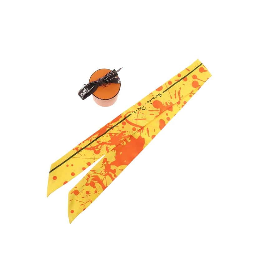 Hermès Cheval Suprise Twilly Silk Scarf Yellow Very good condition - Inside View