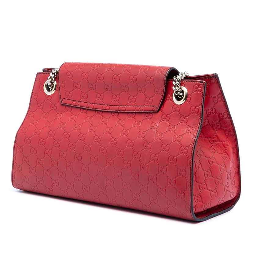 Gucci Large Guccissima Emily Shoulder Bag Red Leather Very good condition - Back View